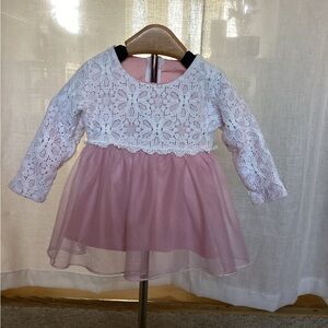 Pink and White Lace Baby Dress